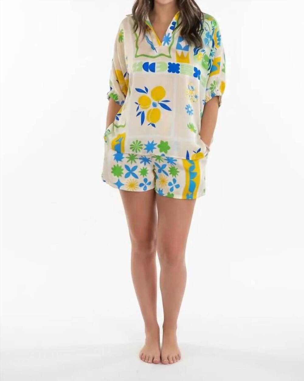 NEW ADRIENNE sloan collared top in multi
